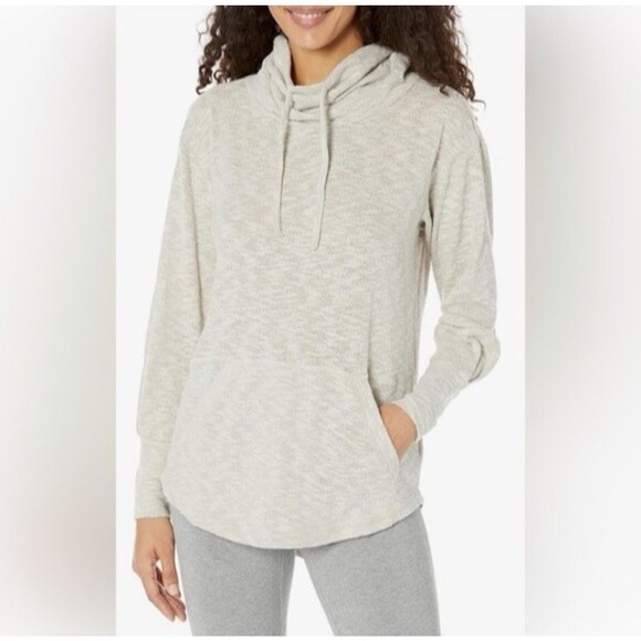 Prana Frieda Top Womens M Drawstring Cowl Neck Long Sleeve Lightweight Oatmeal - Picture 1 of 16